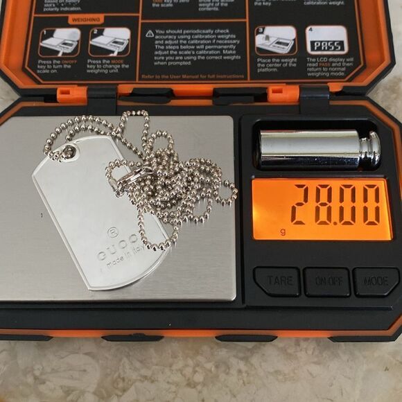 Gucci 925 Sterling Silver Dog Tag & 30” Ball Chain Unisex - Picture 12 of 12